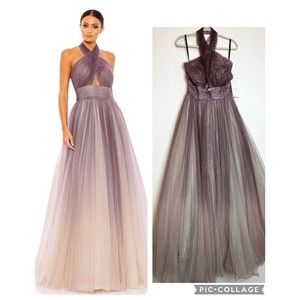 Mac Duggal Halter Neck Ombre Prom Dress
